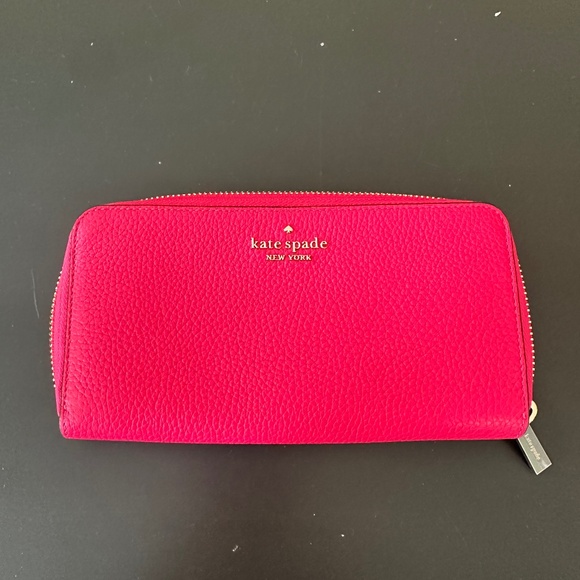 Hot pink, coral  Kate Spade zippered wallet, small clutch, NWoT - Picture 1 of 3